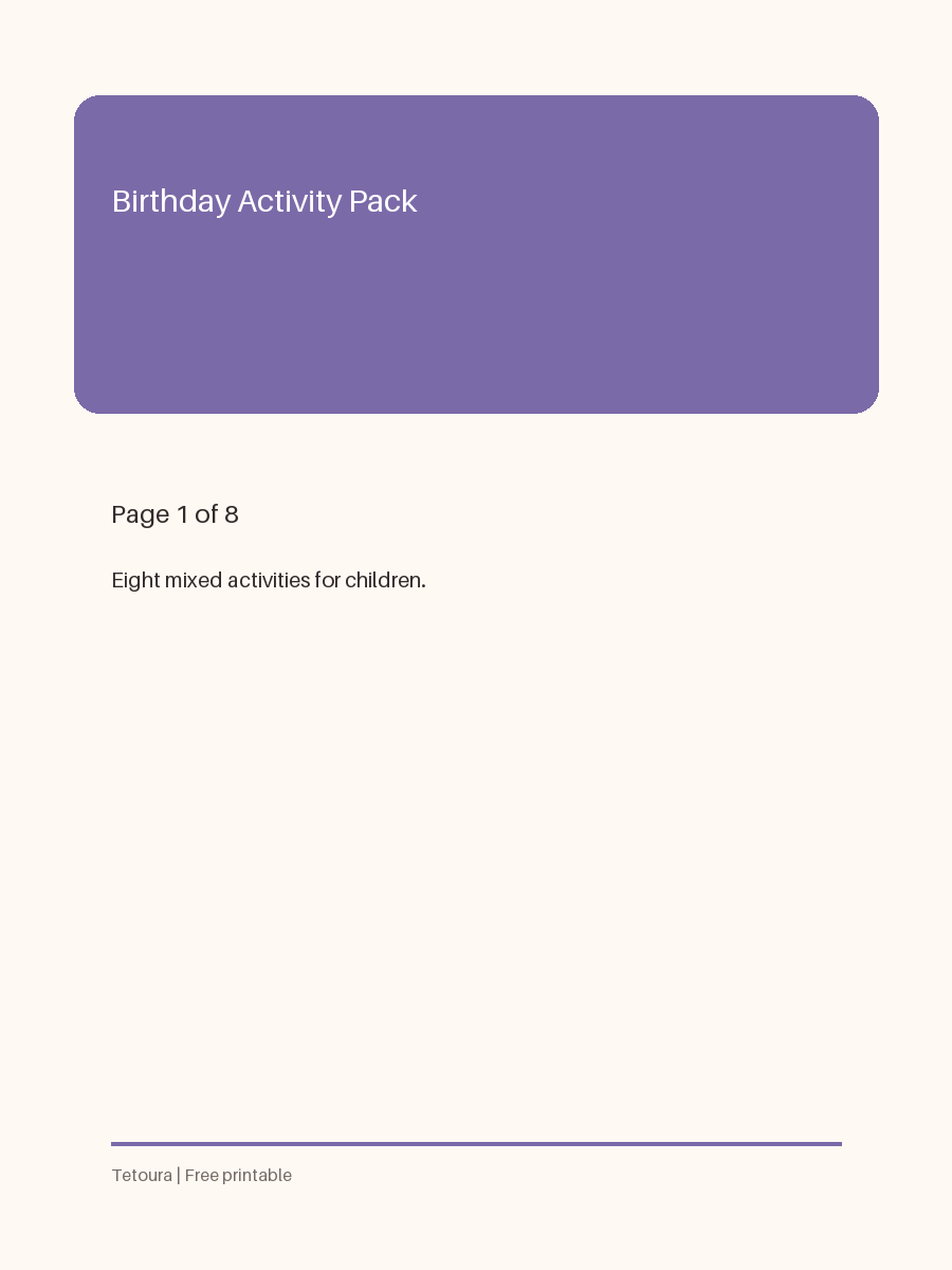 Preview of Birthday Activity Pack