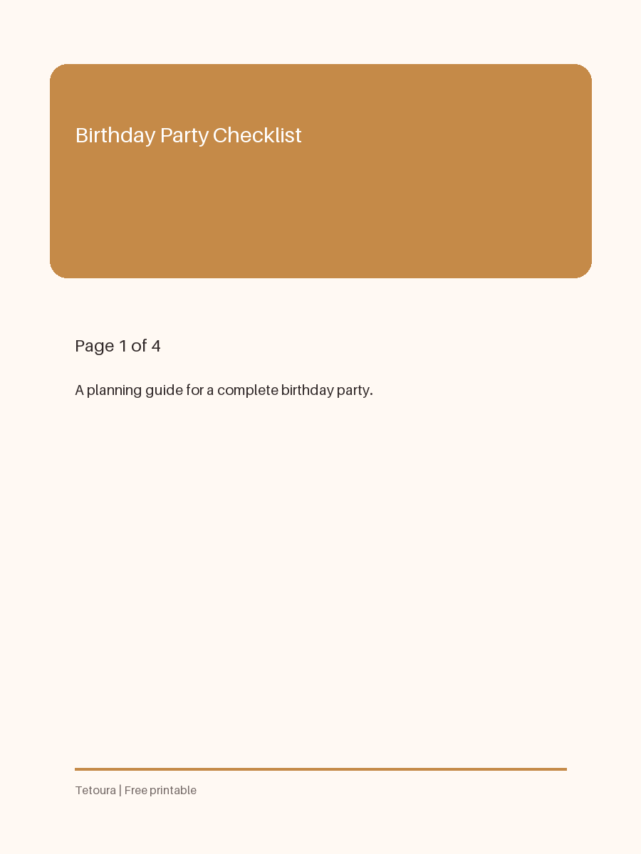 Preview of Birthday Party Checklist