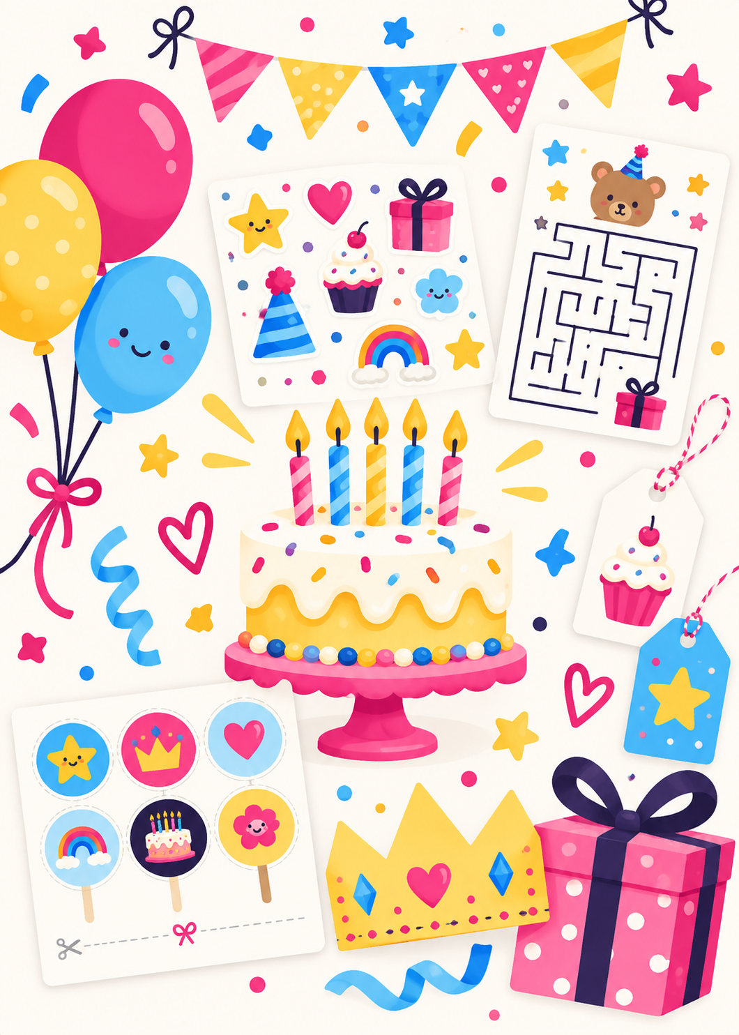 Birthday party sticker pack printable