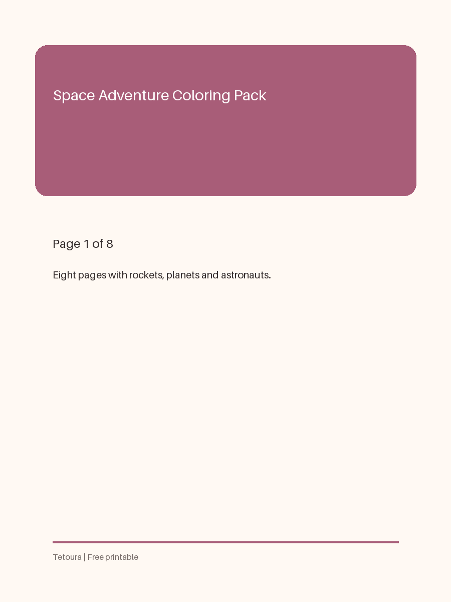 Preview of Space Adventure Coloring Pack
