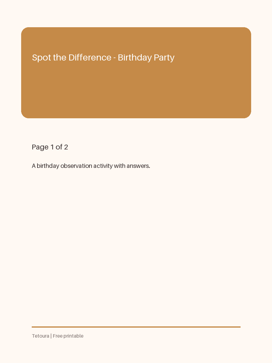 Preview of Spot the Difference — Birthday Party