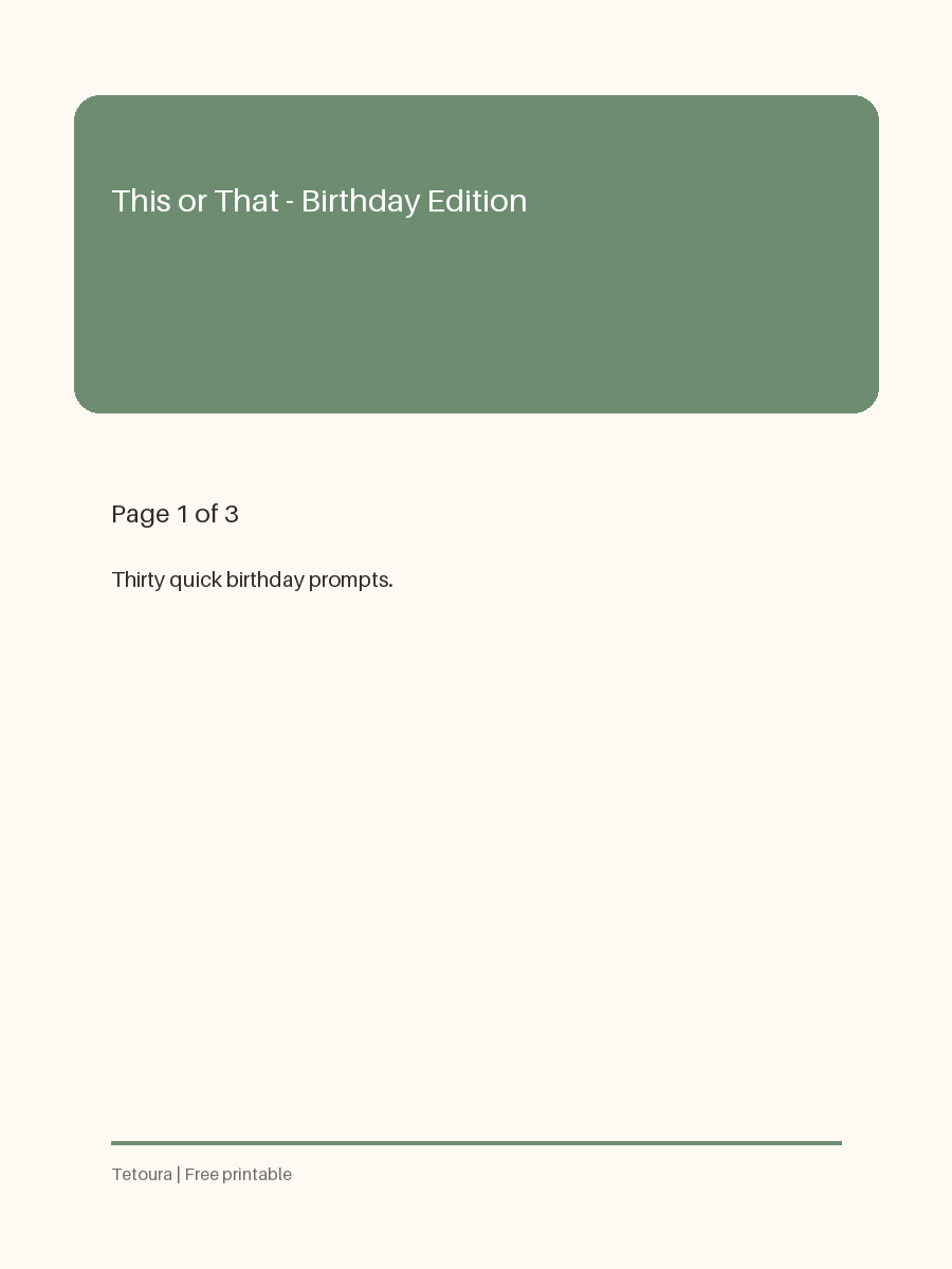 Preview of This or That — Birthday Edition
