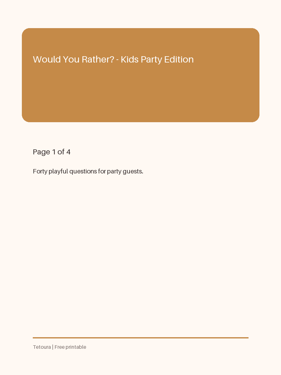 Preview of Would You Rather? — Kids Party Edition