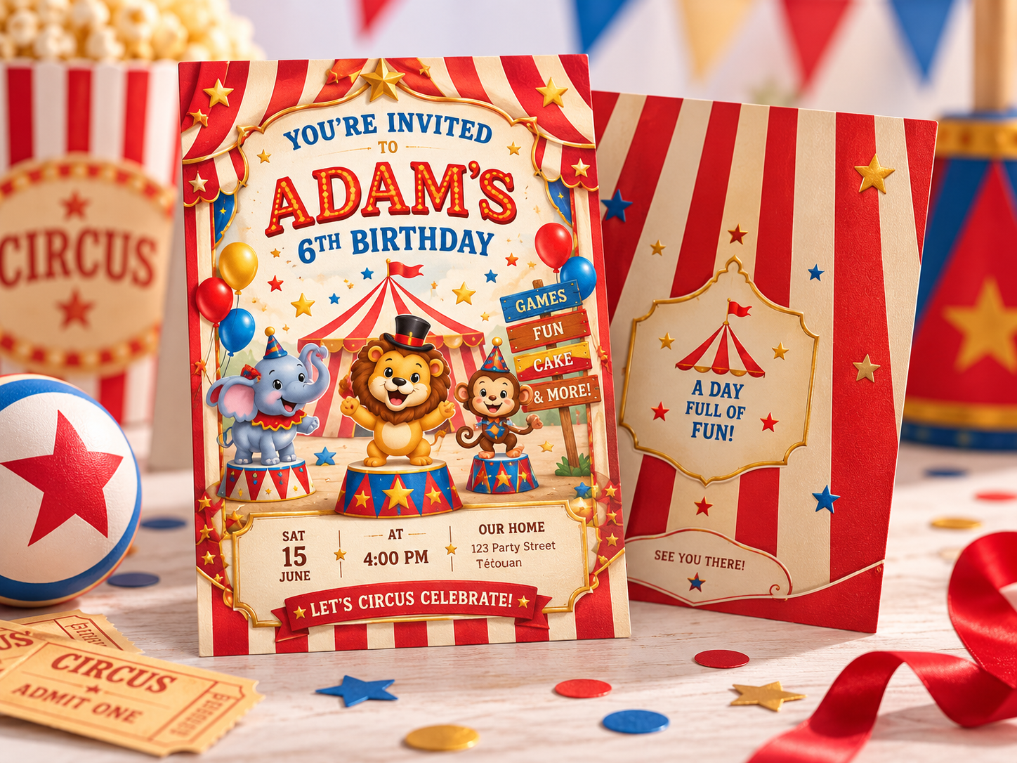 Circus Invitation Card shown at a celebration